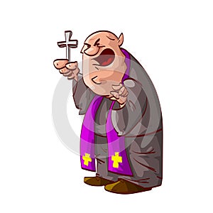 Cartoon angry catholic priest