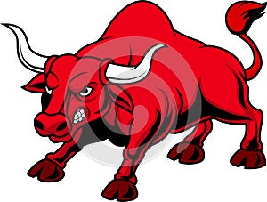 Cartoon angry charging bull mascot