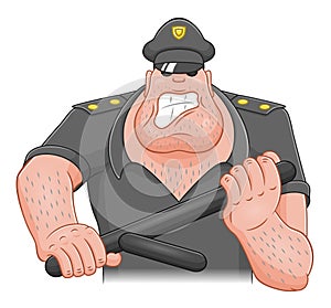 Cartoon angry cop