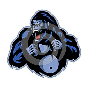 Cartoon angry gorilla mascot roaring