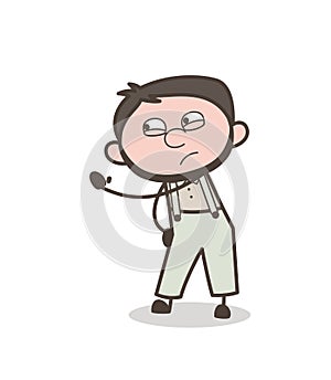 Cartoon Angry Man Hand Gesture Vector Illustration