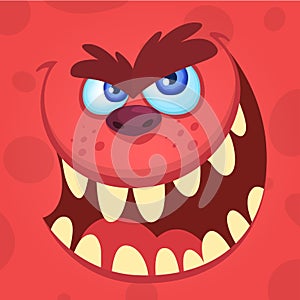 Cartoon angry monster. Vector illustration