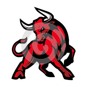 Cartoon angry red bull mascot