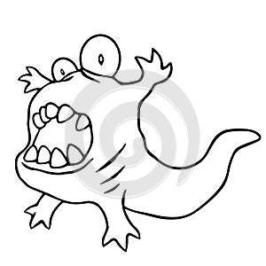 Cartoon angry tadpole. Vector illustration.