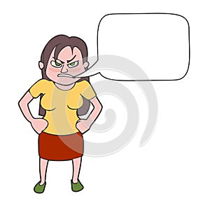 Cartoon angry woman portrait vector