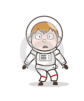 Cartoon Anguished Spaceman Face Expression Vector Illustration