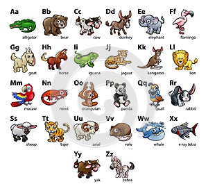 Cartoon Animal Alphabet Chart Set