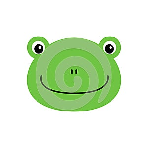 Cartoon animal, cute frog on white backgrounds. Flat design. Vector Illustration