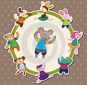 Cartoon animal dancer seamless pattern