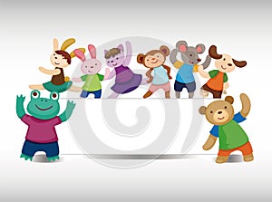 Cartoon animal dancer seamless pattern