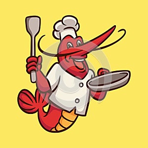 Cartoon animal design shrimp chef