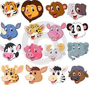 Cartoon animal head collection set