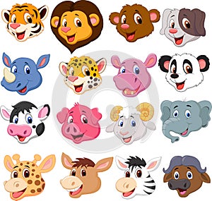 Cartoon animal head collection set photo