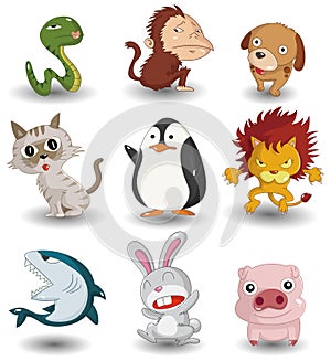 Cartoon animal icon set