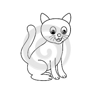 Cartoon animal illustration vector Cat black outline