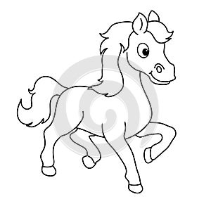 Cartoon animal illustration vector horse black outline