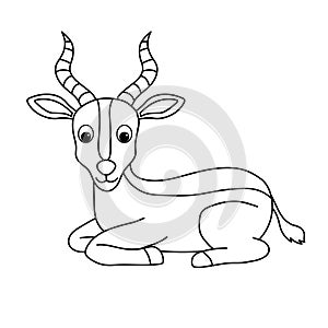 Cartoon animal illustration vector Impala black outline