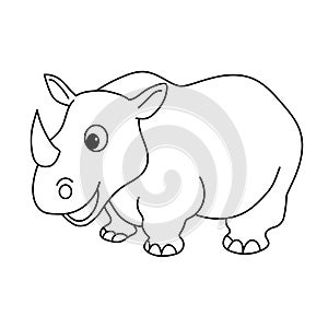 Cartoon animal illustration vector Rhino black outline
