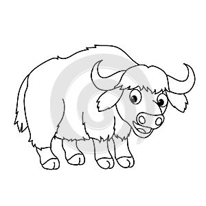 Cartoon animal illustration vectorYak black outline