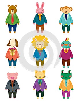 Cartoon animal office worker icons