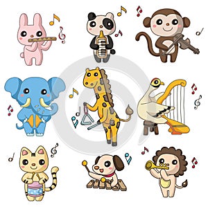 Cartoon animal play music icon