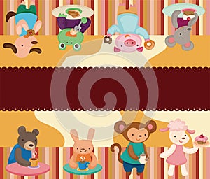 Cartoon animal tea time card