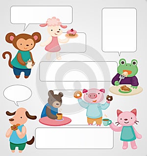 Cartoon animal tea time card