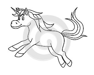 Cartoon Animal Unicorn. illustration. For pre school education, kindergarten and kids and children. Coloring page and books, zoo t