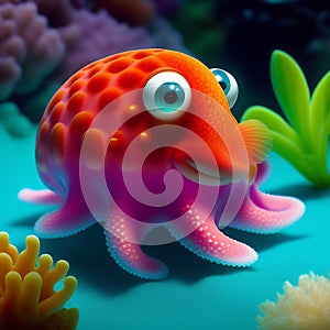 A cartoon animal in the water - Ai Generated