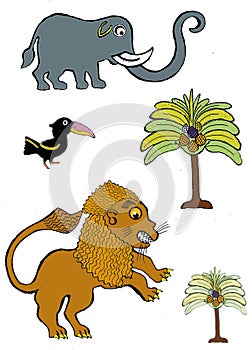 Cartoon animals of ghana