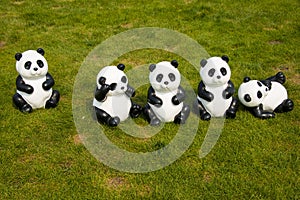 Cartoon animals on the lawn, Panda