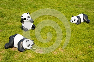 Cartoon animals on the lawn, Panda