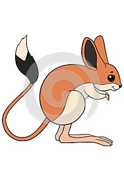 Cartoon animals. Little cute jerboa stands and smiles