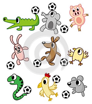 Cartoon animals play soccer