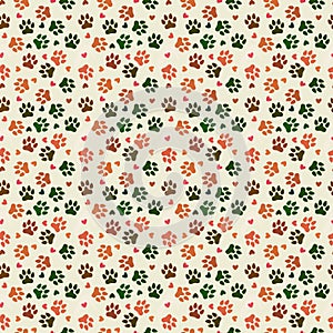Cartoon animals seamless footprints dog cat pattern for wrapping paper and fabrics and linens and kids clothes