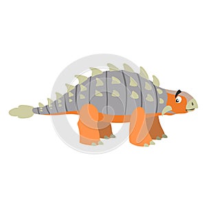 Cartoon ankylosaurus. Flat simple style herbivore dinosaur. Jurassic world animal. Vector illustration for kid education or party