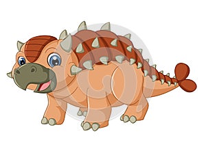 Cartoon ankylosaurus on white background