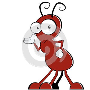 Cartoon ant with gloves