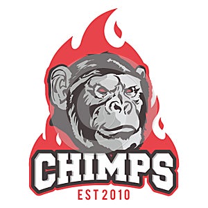 cartoon ape mascot character for sport logo
