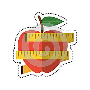 cartoon apple measuring tape lose weight