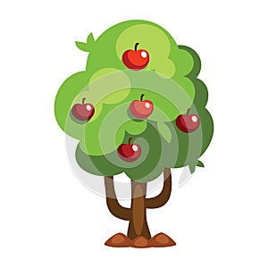 Cartoon apple tree vector illustration