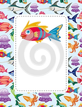 Cartoon aquatic animal card