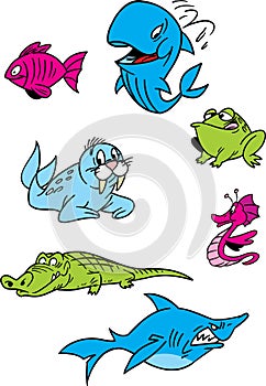 Cartoon aquatic animals