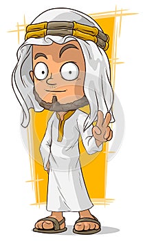 Cartoon arabian sheikh in headscarf