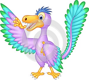 Cartoon archaeopteryx waving photo