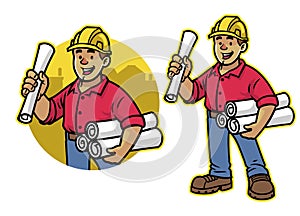 Cartoon of architech worker mascot