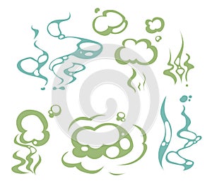 Cartoon aroma, smells, stench, water vapor steam clouds