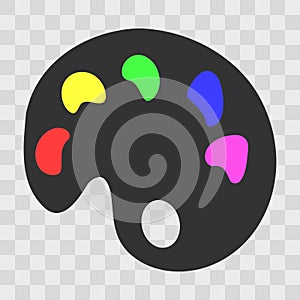 Cartoon Artist's palette with paint. Palette icon. Vector illustration isolated.
