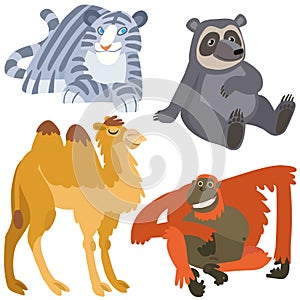 Cartoon asian animals set