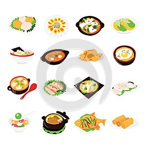 Cartoon Asian Cuisine Set